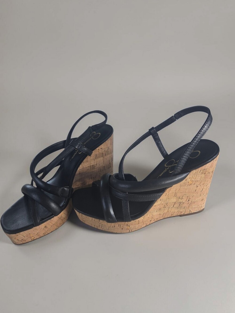 Jessica Simpson Black Crisscross Strap Platform Sandals Size 9